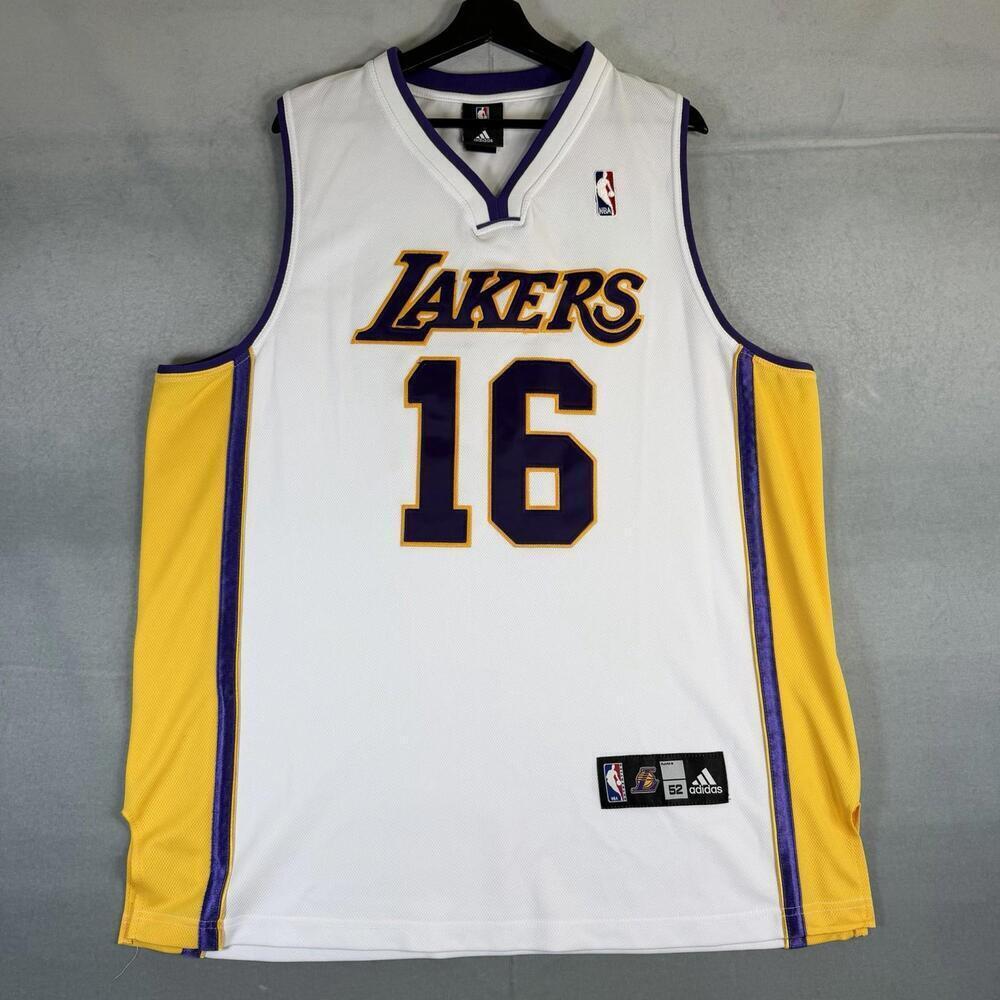 Adidas Pau Gasol Los Angeles Lakers Jersey Mens 52 White #16 Stitched NBA